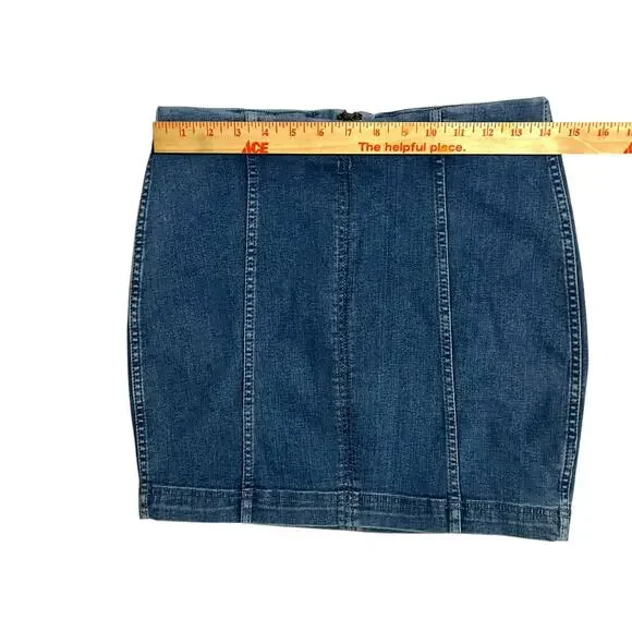 Free People Denim Jean Mini Modern Femme Skirt Size 8 Blue Western Casual Stripe - Picture 5 of 9